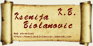 Ksenija Biolanović vizit kartica